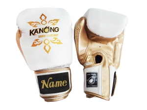 Personalized Boxing Gloves : KNGCUST-405 White