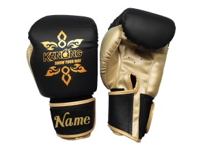 Personalized Kids Boxing Gloves : KNGCUST-KIDS-428 Black