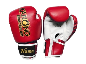 Personalized Kids Boxing Gloves : KNGCUST-KIDS-435 Red