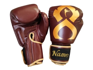 Personalized Boxing Gloves : KNGCUST-R-423 Red Brown