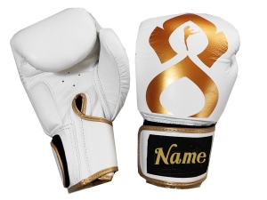 Personalized Boxing Gloves : KNGCUST-R-425 White