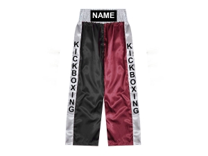 Custom made kickboxing pants : KNPANTS-001-Black-Maroon