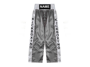 Custom made kickboxing pants : KNPANTS-001-Silver