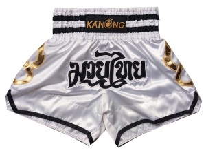 Kanong Kids Muay Thai Kick Boxing Shorts : KNS-143-White