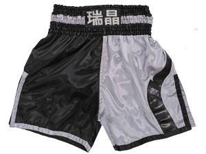 Design Boxing Shorts with Name : KNBXCUST-2049-Black-Grey