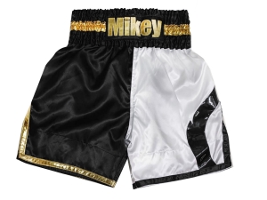 Design Boxing Shorts with Name : KNBXCUST-2049-Black-White