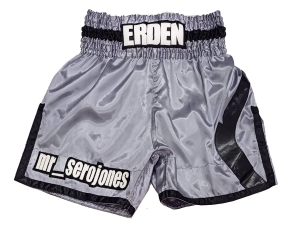 Design Boxing Shorts with Name : KNBXCUST-2049-Grey