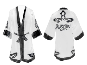 Kanong Custom Boxing Fight Robe : Black Lai Thai