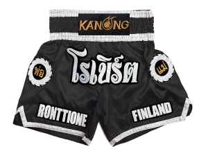 Customized Muay Thai Boxing Shorts : KNSCUST-1242-Black