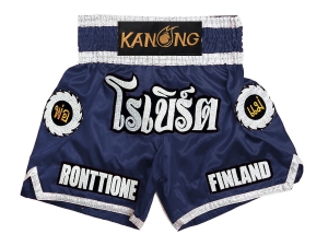 Customized Muay Thai Boxing Shorts : KNSCUST-1242-Navy