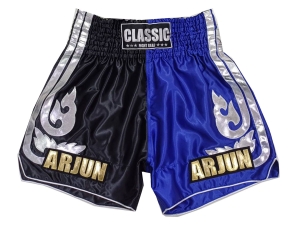 Customized Muay Thai Boxing Shorts : KNSCUST-1243-Black-Blue