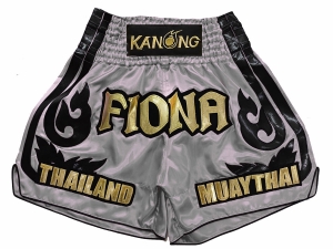 Customized Muay Thai Boxing Shorts : KNSCUST-1246-Grey