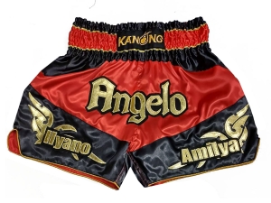 Customized Muay Thai Boxing Shorts : KNSCUST-1248-Red