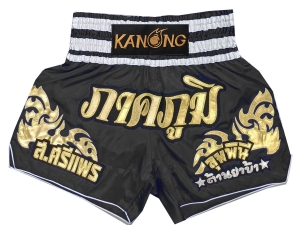 Customized Muay Thai Boxing Shorts : KNSCUST-1249-Black