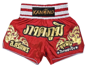 Customized Muay Thai Boxing Shorts : KNSCUST-1249-Red