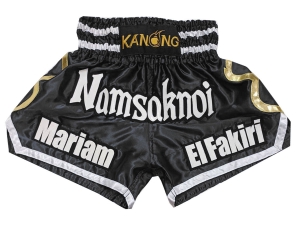 Customized Muay Thai Boxing Shorts : KNSCUST-1250-Black