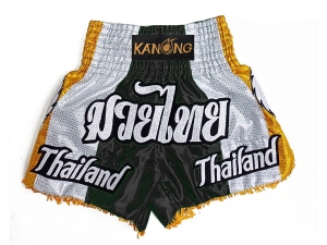 Customized Muay Thai Boxing Shorts : KNSCUST-1252-Black