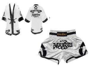 Customize Muay Thai Gown and Muay Thai Short Set : Set-144-White