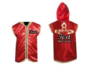 Kanong Custom Red Boxing Robe : Red-White